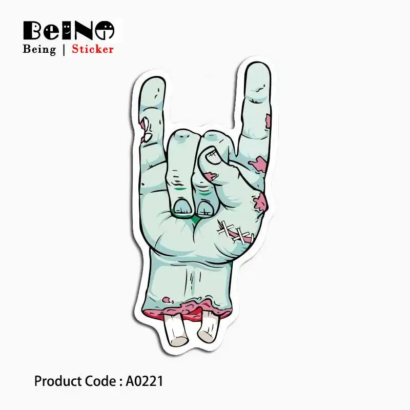 

rock finger funny sticker horrifying cool waterproof suitcase laptop guitar luggage skateboard bicycle toy lovely A0221 stickers