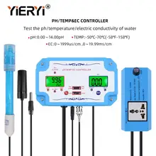 Yieryi 3 в 1 pH/EC/TEMP датчик качества воды pH контроллер разъем реле Repleaceable электрод Тип BNC зонд тестер воды