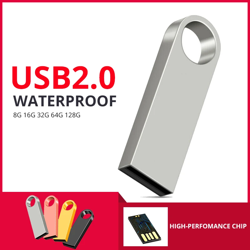 

Top Quality USB Flash Drive 32GB 64GB 128GB Pen Drive 8GB 16GB Waterproof Metal Key Pendrive 8 16 32 64 128 GB USB Stick