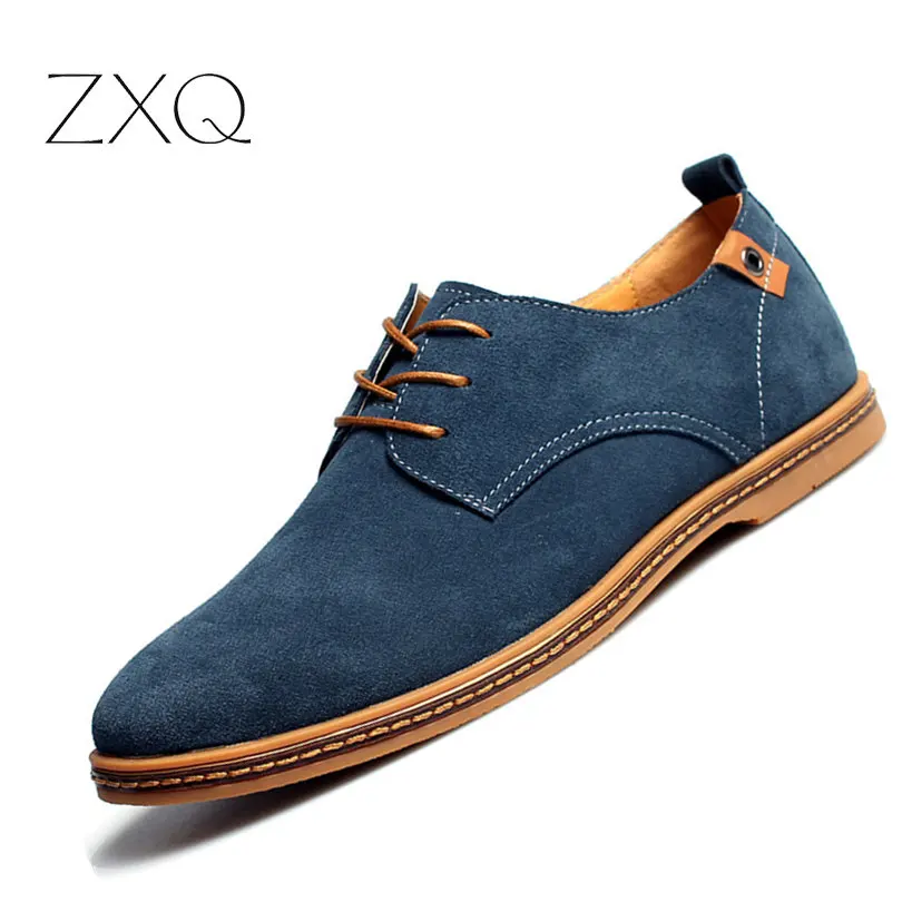 Plus Size Men Shoes 2015 New Suede Genuine Leather Fashion Flat Men Sneakers Casual Oxford Shoes