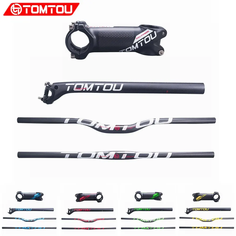 

TOMTOU Bicycle Matte 3K Carbon Handlebar Sets Handlebar + Seatpost 20 Degrees + Stem 6 Degrees For Mountain Bike Parts - TS5T36