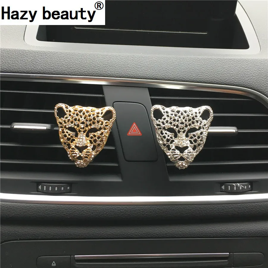 

Hazy beauty diamond leopard head of automotive air conditioning perfume Car interior decoration Car Air Freshener styling