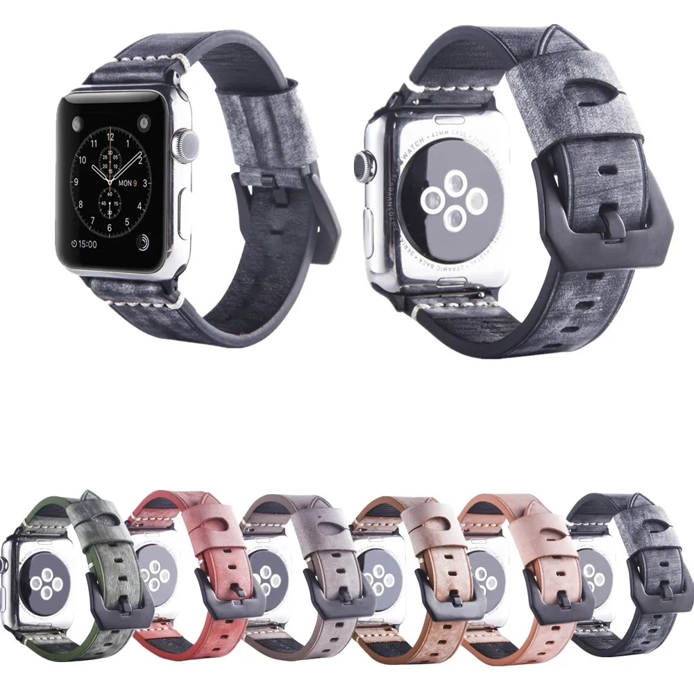 

Fashion Frosted Leather Strap for Apple Watch 38 42MM Band Buckle Vintage Watchbands for iWatch Series 4 3 2 1 Edition 40 44MM