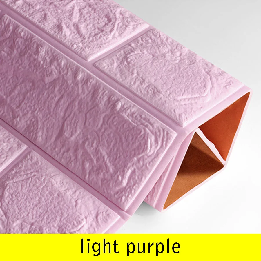 light purple 3D настенные наклейки на стену с рисунком кирпича, самоклеющиеся обои для спальни, гостиной, сделай сам, домашний декор, водостойкая защита от столкновений - Цвет: light purple