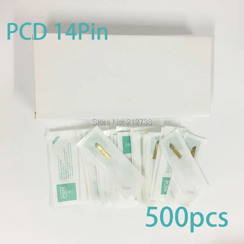 500 шт. PCD Coper 14 Pin ИГЛЫ Перманентный макияж тату ручка-держатель игл лезвие для 3D бровей вышивка микроблейдинг