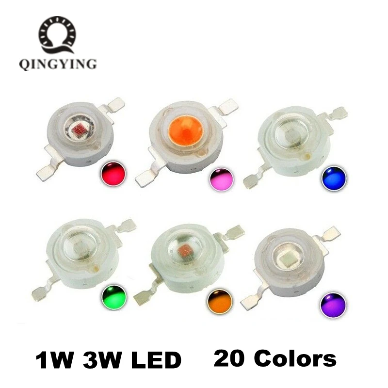 50pcs LED 1w 3w High Power LED Chip, RGB Red Green Blue Yellow Cold White Nature White Warm White Light Source 5pcs kid65783af kid65783af el p sop20 high voltage source driver chip