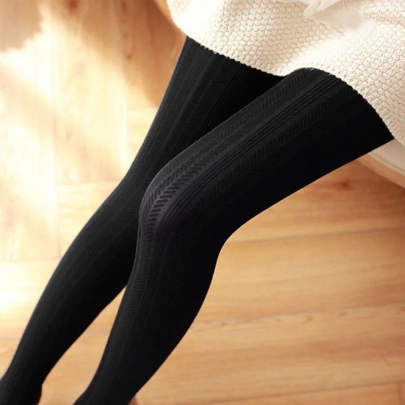 Super Elastic Jacquard Tights Women Autumn Winter Warm Solid Tights Female Collant Stretchy