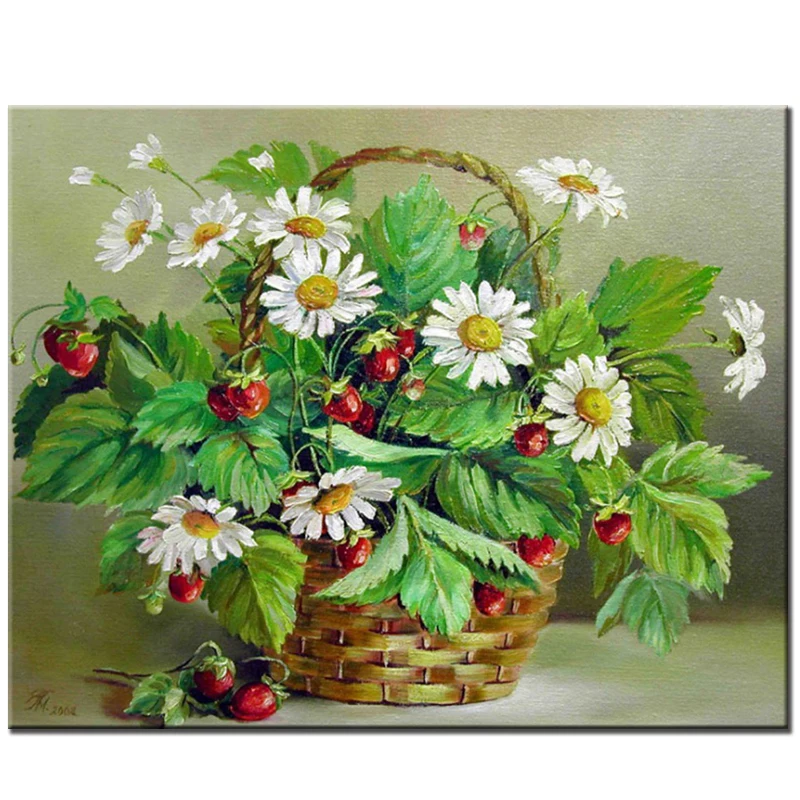 

Daisy Baskets DIY 5D diamond embroidery White Flowers full bead set needlework Patterns Rhinestones of 3D diamond painting decor