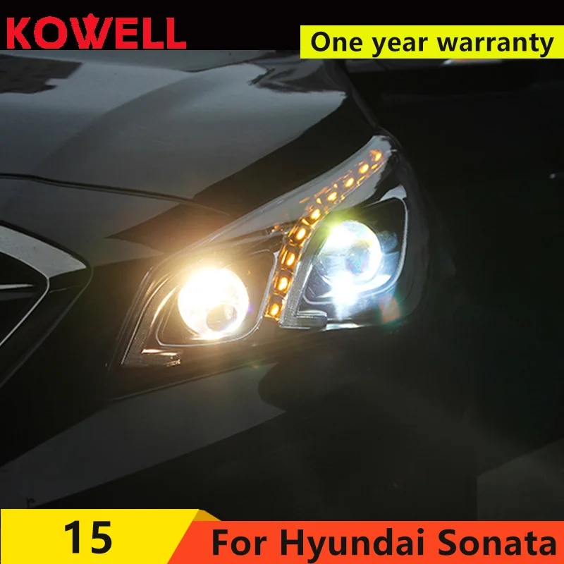 KOWELL автомобильный Стайлинг для Sonata 9 светодиодный головной светильник s Angel eye светодиодный DRL передний светильник Биксеноновая линза ксеноновая HID комплект