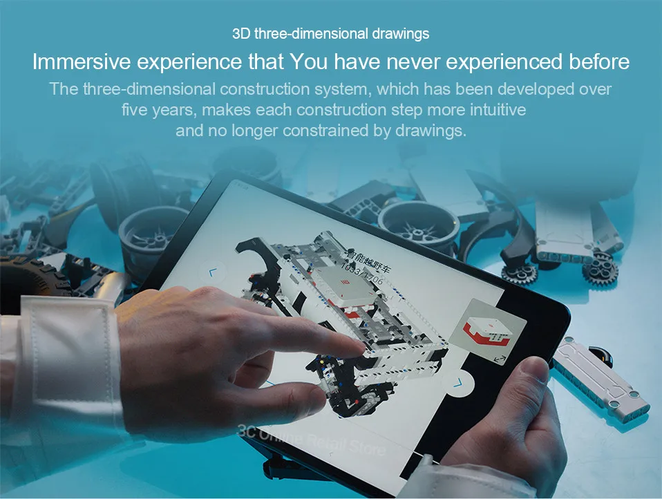 Original Xiaomi Intelligent Four-wheel Drive Off-road Vehicle Building Blocks 3D Drawings DIY Graphic Programming Building Kits (13)