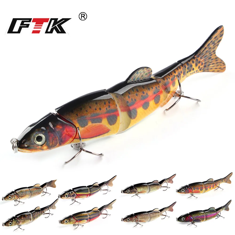 

FTK Fishing Lure 1pc Swim Bait Wobbler Hook Tackle 5 Segment 165mm/39g Assorted Bass Topwater Crankbait Floating Hard Sinking HF