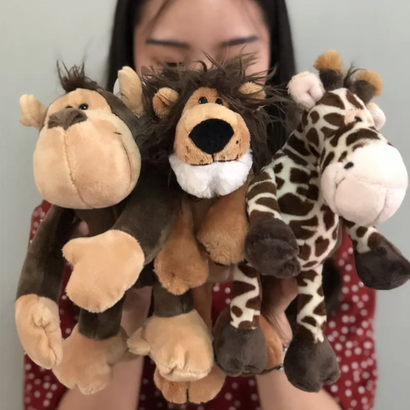 Babiqu 1pc 25cm Popular Forest Animals Stuffed Doll Plush Jungle Series Animal Lion Monkey Zebra Giraffe Elephant TOYS Kids Gift