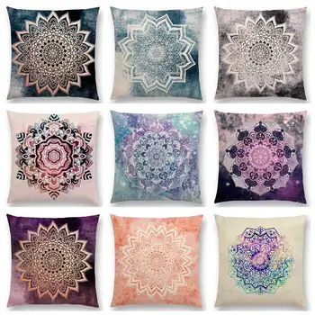 

Hot Sale Dreamy Rainbow Boho Gorgeous Mandalas Free Mind Savanah Prints Gold Nights Soul Cushion Home Decor Sofa Throw Pillow