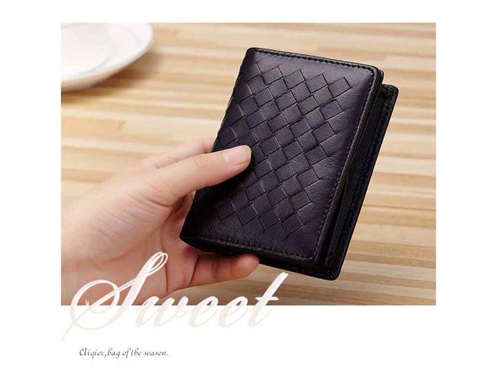 Fashion Men Sheepskin Leather Mini Wallets Women Business Credit Card Holder ID Pocket Hasp Simple Travel Wallet Coin Purse