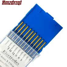 WL15 10 шт Золото Color2.4mm* 150 мм(Approx.3/32 ''x 6'') lanthanated Вольфрам электрода голову Вольфрам иглы/стержень для сварочный аппарат