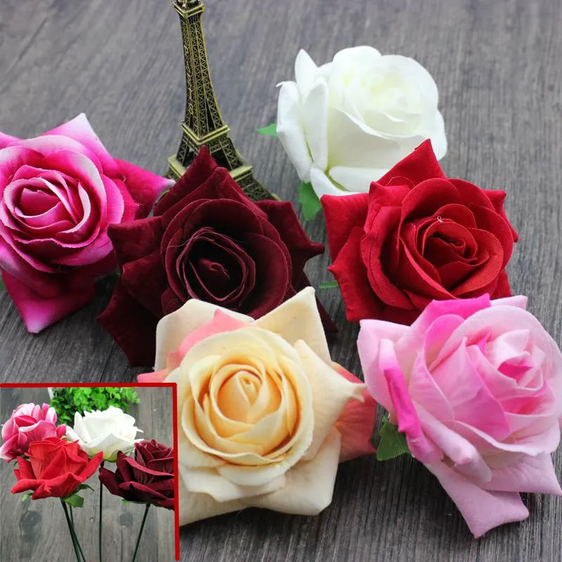 1 шт. Романтический Искусственный цветок розы DIY бархат Шелковый цветок для вечерние украшения дома Свадьба День святого Валентина праздник