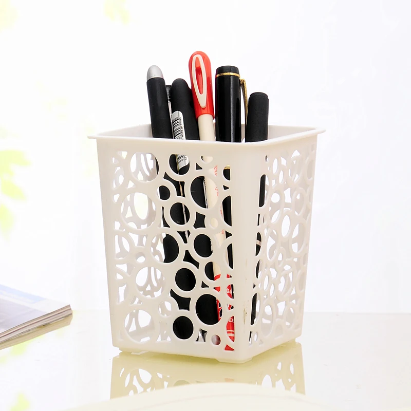 

Desktop Square Hollow Plastic Storage Basket Storage Box Pen Holder