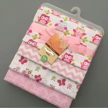 4 шт./компл. пеленание ребенка простыня для новорожденных девочек Постельное белье "Совы" набор 76x76 см для новорожденных Матрасы для детской кроватки хлопок фланелевое одеяло