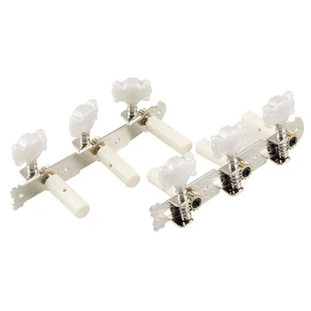 

Pair of Beige, Silver Gray Classical Guitar Assembling Tuners Tuning Pegs Machine Head Keys