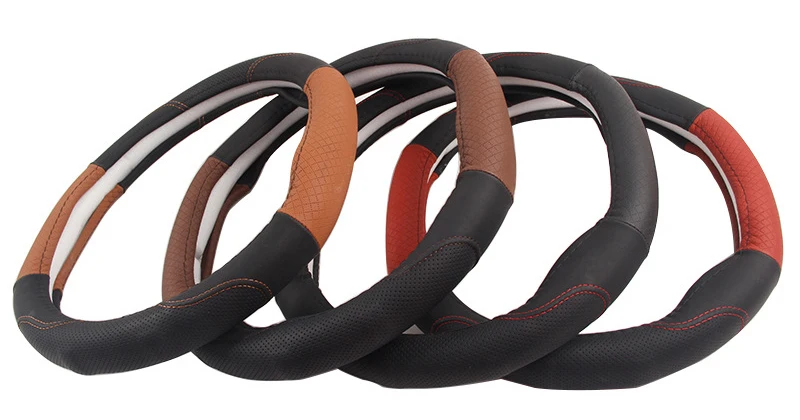 01 HuiER Car Steering Wheel Cover Oval Shape Only Fit For Peugeot 4008 5008 Car-Styling Steering-wheel Cover Anti-Skid Breathable