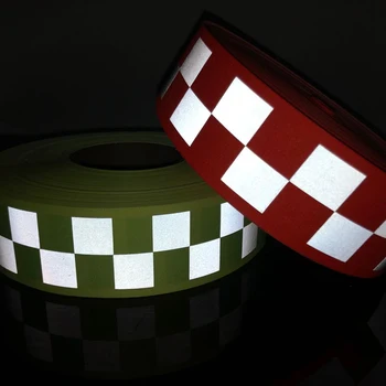 

Fluorescent yellow/Fluorescent orange Oxford Warning Tape with Small Square for Safety Clothes