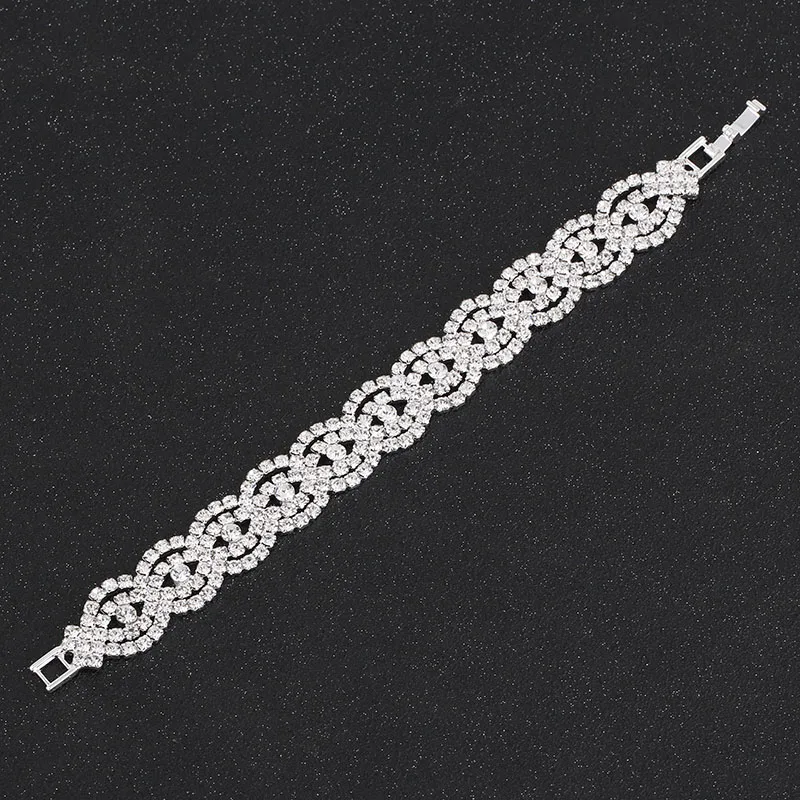 Bridal Jewelry Sets TREAZY Silver Color Rhinestone Crystal for Women Necklace Earrings Bracelet Set Wedding Accessories