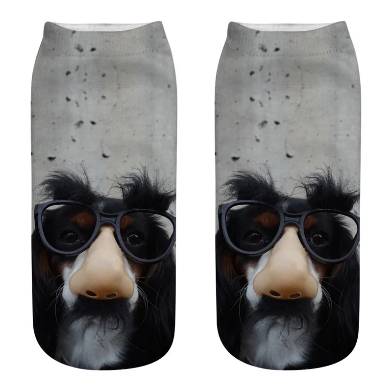 Новые женские носки с 3D принтом Харадзюку Kawaii короткие носки Модные женские короткие носки забавные Носки с рисунком собаки Meias - Цвет: 15