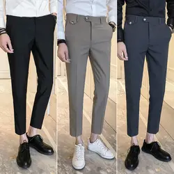 2018 весна и новые летние Для мужчин индивидуальность темпера Для мужчин t Однотонная одежда тонкий Повседневное Бизнес брюки молодежи