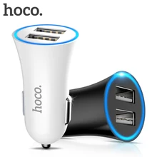 HOCO Мини Автомобильное зарядное устройство с двумя usb-портами для iphone X XS Max XR samsung Xiaomi phone зарядный адаптер 2.4A быстрое автомобильное зарядное устройство универсальное