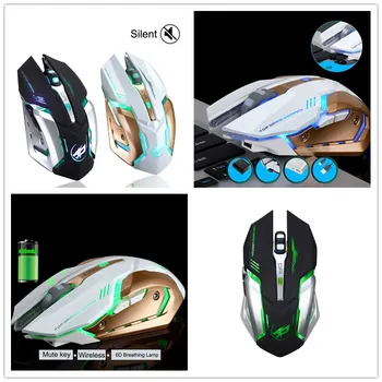 

1Pc Rechargeable T1 Wireless Silent LED Backlit USB Optical Ergonomic Gaming Mouse LOL Gaming Mouse Surfing The Mouse
