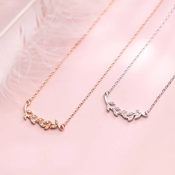 

MloveAcc Hot Sale 100% Pure 925 Sterling Silver Sparkling CZ Leaves Pendant Necklaces for Women Jewelry Friend Gift