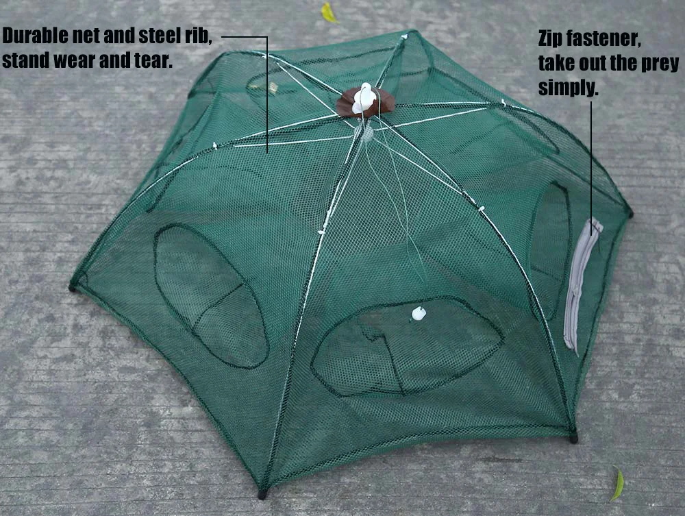Folded Fishing Net Fish Shrimp Minnow Crab Baits Cast Mesh Trap