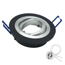 Регулируемый круглый встраиваемый светильник потолочный монтажная рама черный Алюминий потолочный светильник лампа включает GU10 или MR16 База гнездо