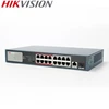 Коммутатор PoE HIKVISION, 16 портов, 10/100 Мбит/с, 1000 м, для 16-канальных NVR и ip-камер видеонаблюдения 802.3at 802.3af ► Фото 1/3