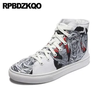

High Top Nice Sneakers Breathable Painting Skate Men Trainers Runway Spring Canvas Hip Hop Shoes Brand Famous Lace Up Printed