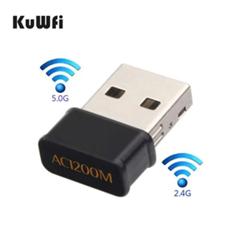 KuWfi 1200 Мбит/с USB Wi-Fi адаптер Сетевая карта двухдиапазонный Wi-Fi адаптер 2,4G/5,8G антенной Wi-Fi для WindowsXP/Vista/7/8/10, Mac OS