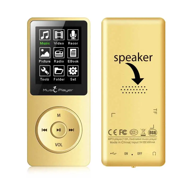 

New portable MP3 player built-in 8G and Speaker support lossless sound music HD Recording and FM Radio expand memory up to 128GB