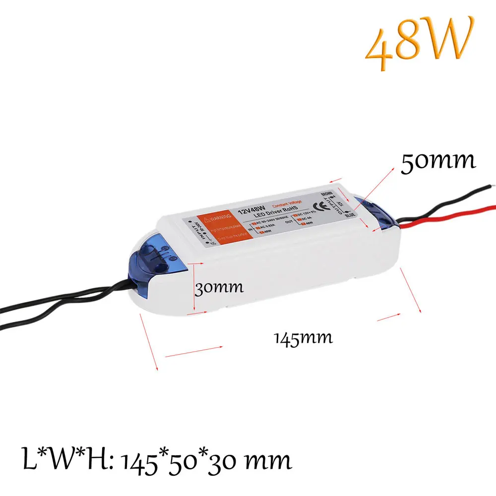 1 шт. DC 12 В источник питания светодиодный драйвер 18 Вт 28 Вт 48 Вт 72 Вт 100 Вт адаптер освещения Трансформатор Адаптер для светодиодной ленты DIY лампы - Цвет: 48W