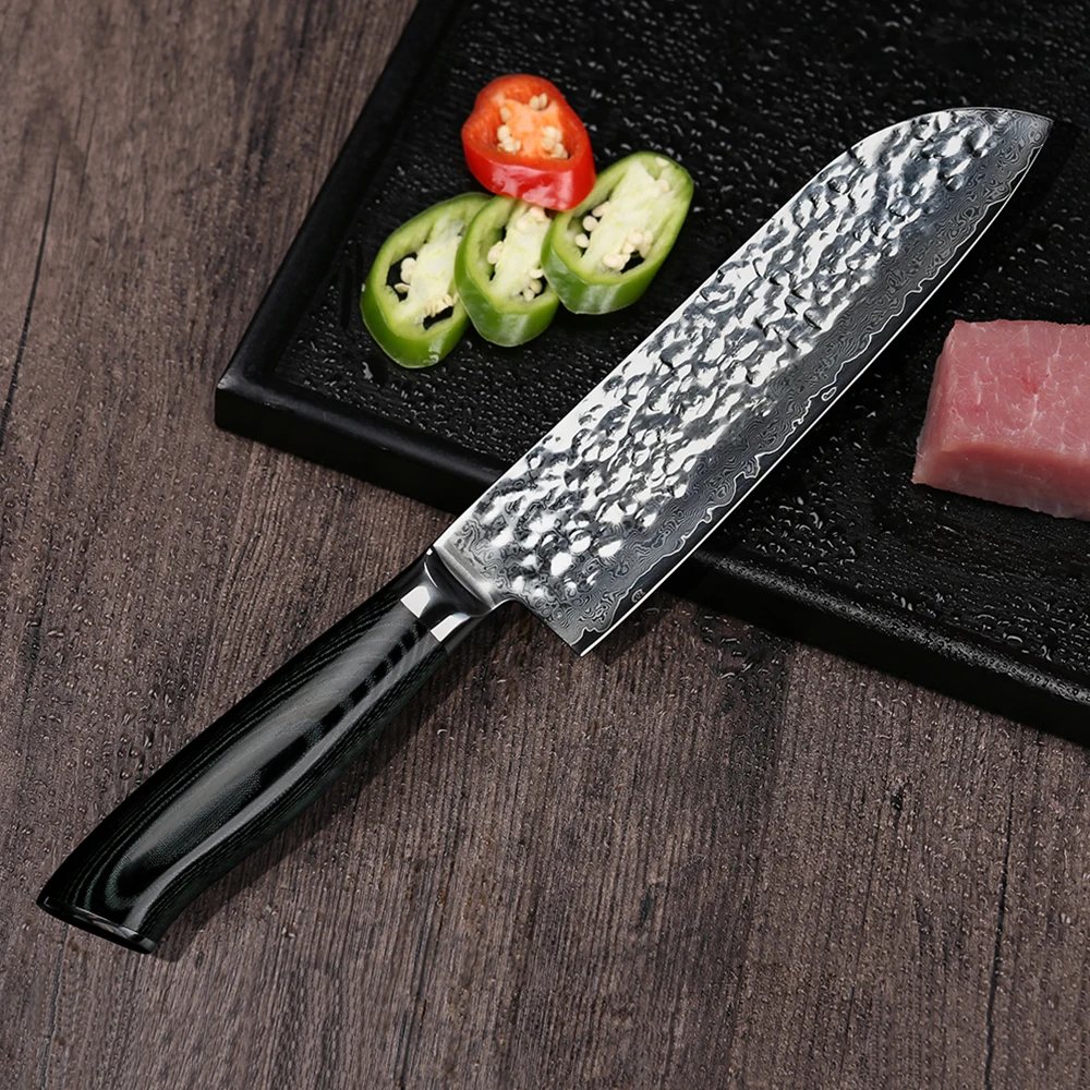 TUOHE 7 &quotнож шеф повара Santoku японский 67 слоев Дамасская сталь кухонные ножи лезвие