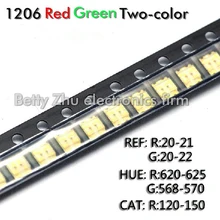 100 шт./лот 1206 SMD Светодиодная подсветка два цвета красный и зеленый светоизлучающие диоды 3216