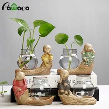 Маленький монах прозрачная стеклянная ваза для растений ваза для Выращивание растений методом Гидропоники цветочный горшок домашний офис Настольный завод Бонсай Декор Ремесло