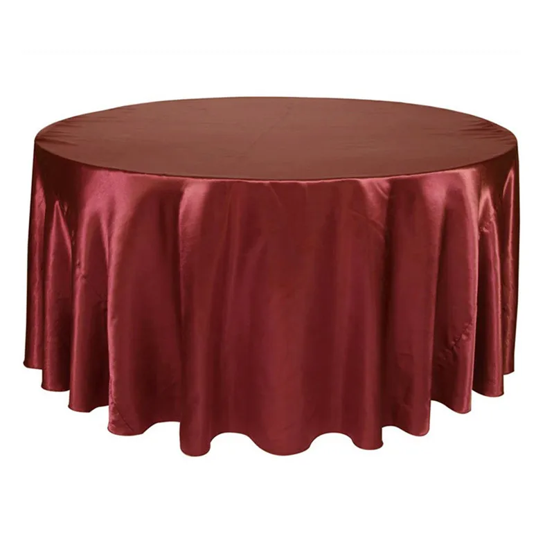 10 шт./упак. темно-синий 120 дюймов Круглая атласная Скатерть для стола для свадебной вечеринки Ресторан банкетные украшения - Цвет: Wine Red