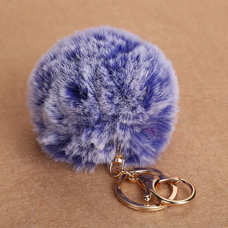 

Big Faux Leather 8CM Fur PomPom KeyChain Rabbit Hair Bulb Bag pom pom Ball key Chain Pendant Poret Clef for Women Lovely Fluffy