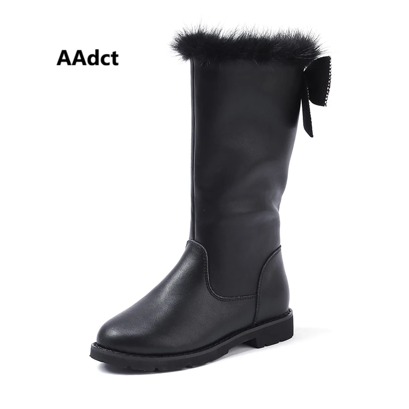 

AAdct Brand girls boots 2018 autumn winter princess kids boots for girls Bow High-quality Rhinestone children high boots