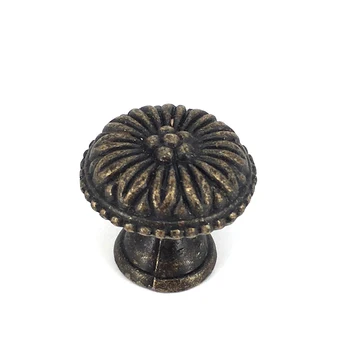 

10PCS Retro Kitchen Furniture Cabinet Cupboard Knobs Jewelry Box/Case Drawer Pull Handles Mushroom Antique Flower Pattern 27mm