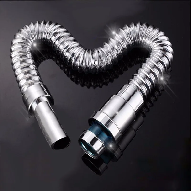 770mm ABS Kitchen Sewer pipe Flexible Bathroom sink drains downcomer Wash basin Electroplated Plumbing Hose waste pipe ZJ075