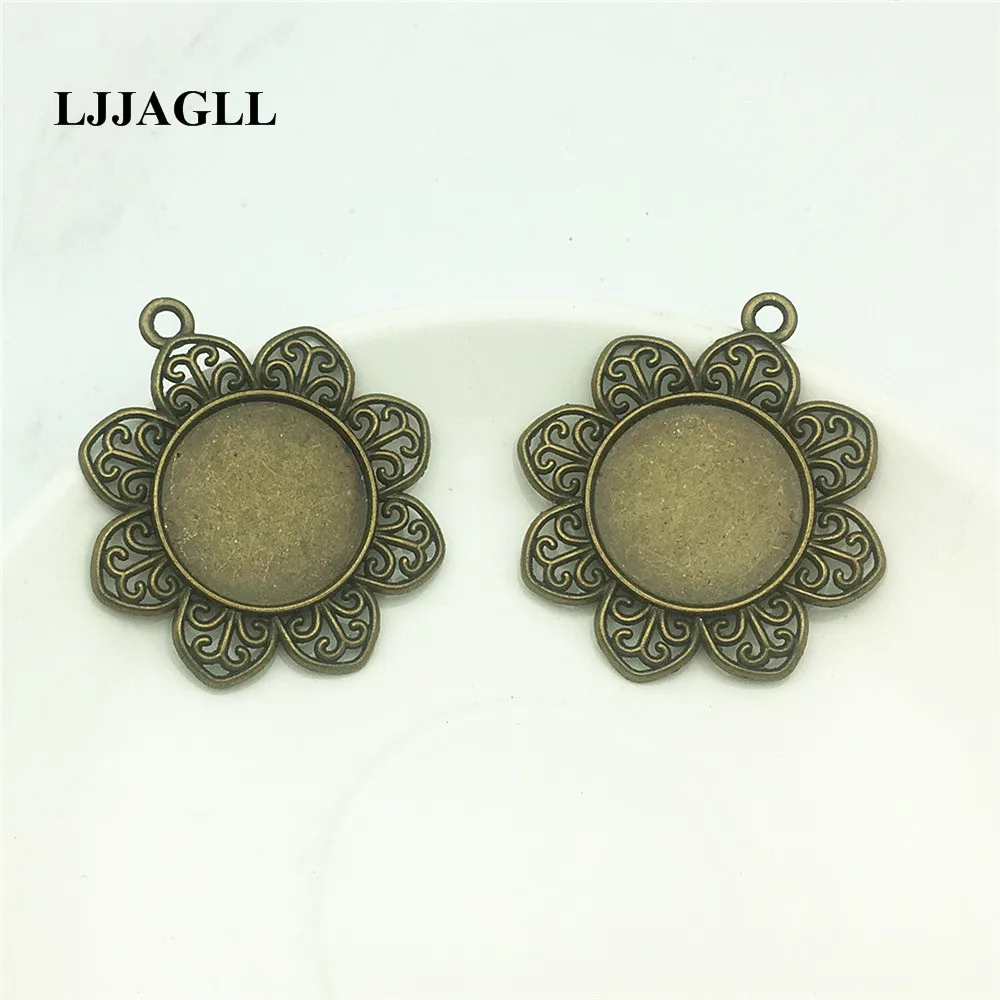 LJJAGLL 4 шт./лот полый филигранный Солнечный цветок плоский Cabocho набор база 45*50 мм