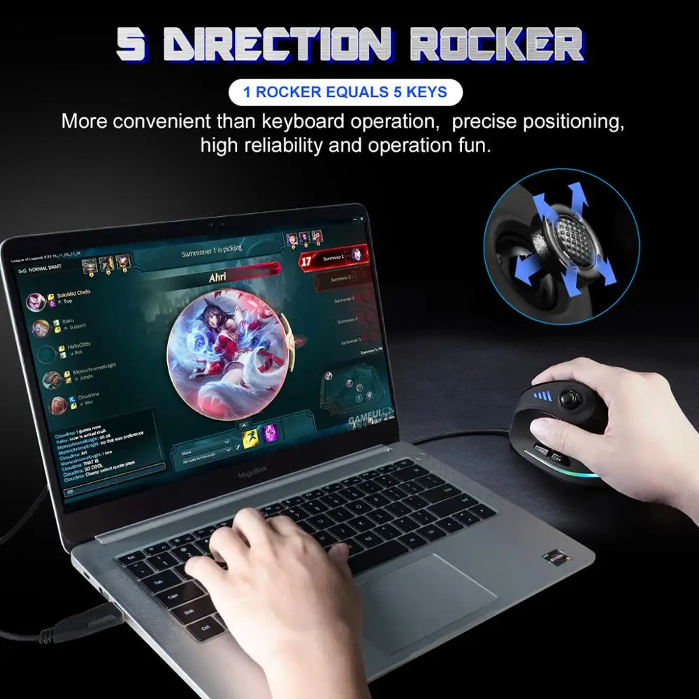 Vertical do Jogo de Lefon com Fio Programável do Jogo do Laser Dpi para o Jogador Rato Ergonômico Remoto Ratos 10000 Rgb Usb - Imagem 3