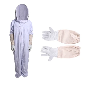 

Protective Bee keeping Suit Beekeepers Bee Overall Suit Full Body Beekeeping Clothing Cotton Veil Hood Gloves Hat Clothes Jaket