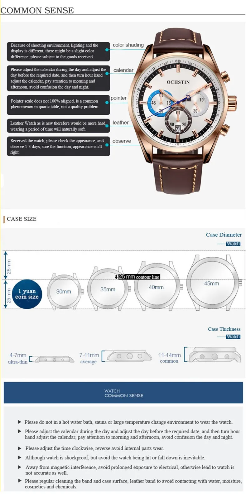 OCHSTIN модные мужские часы водонепроницаемые военные спортивные часы с хронографом Мужские кварцевые наручные часы с кожаным ремешком Мужские часы